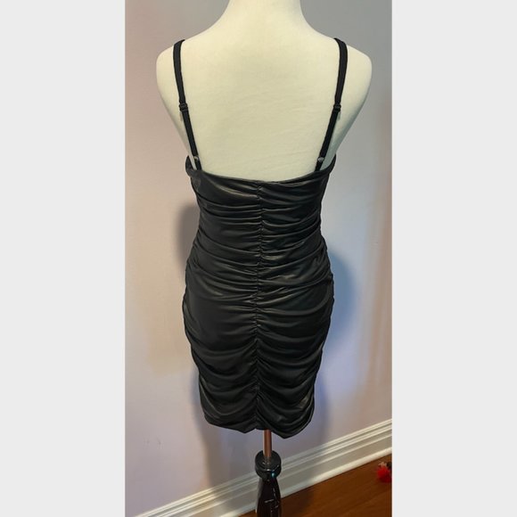 COPY - COMPAGNIA ITALIANA Black Faux Leather Dress Size M - Picture 3 of 3